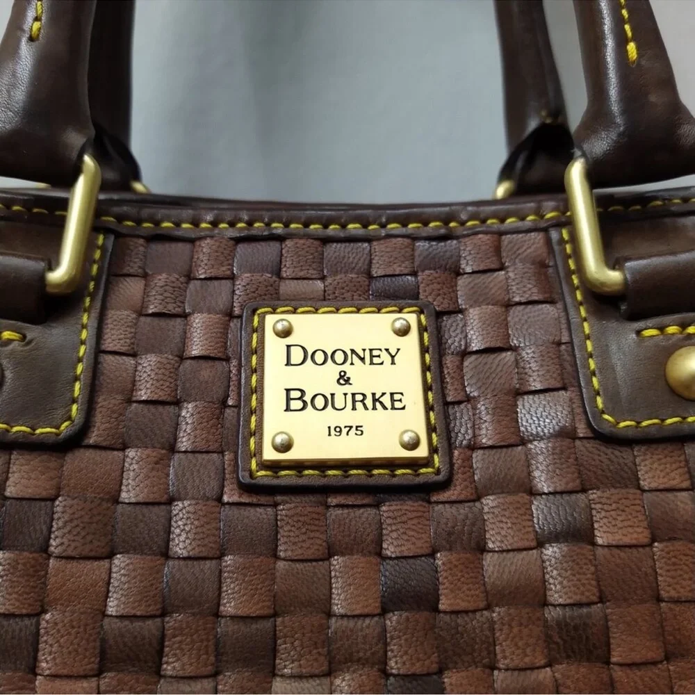 Dooney & Bourke Chocolate Tessuta Excellent Condition Woven Leather Tote - Picture 3 of 13